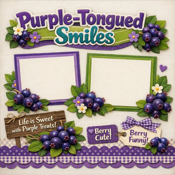 Purple-Tongued Smiles-Premade Scrapbook Page