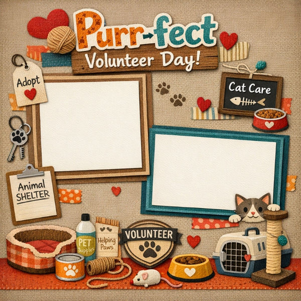 Purr-fect Volunteer Day!-Premade Scrapbook Page