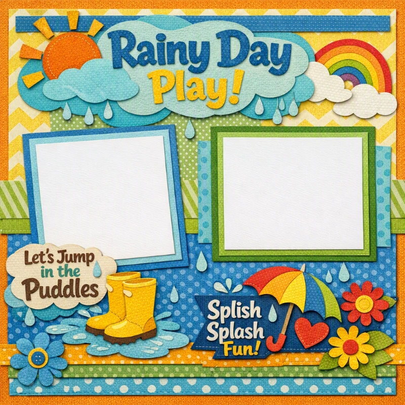Rainy Day Play!-Premade Scrapbook Page