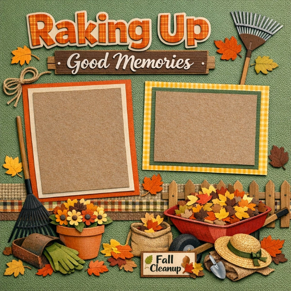 Raking Up Good Memories-Premade Scrapbook Page