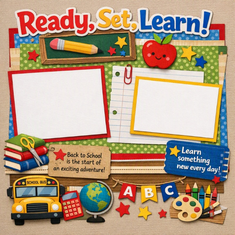 Ready, Set, Learn!-Premade Scrapbook Page