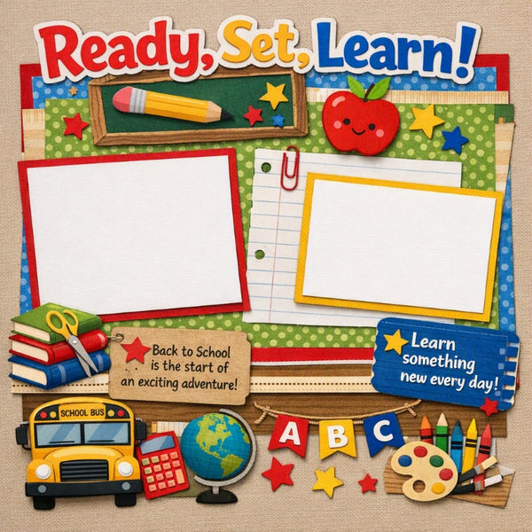 Ready, Set, Learn!-Premade Scrapbook Page