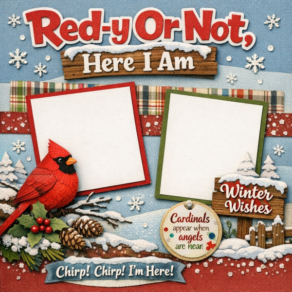 Red-y Or Not, Here I Am-Premade Scrapbook Page