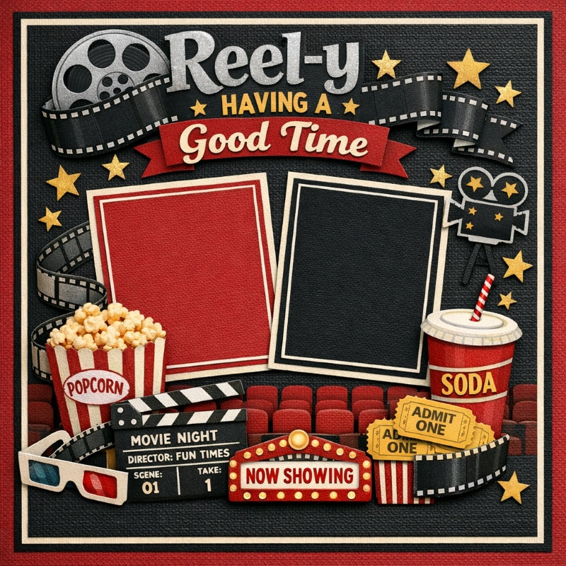 Reel-y Having A Good Time-Premade Scrapbook Page