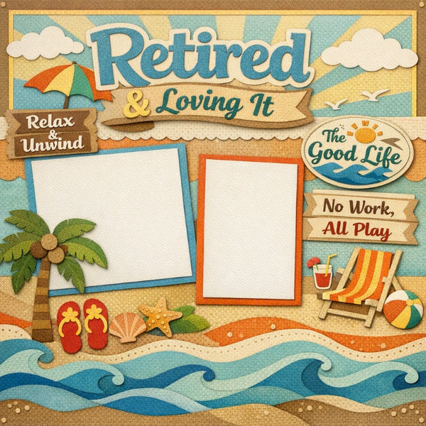 Retired & Loving It-Premade Scrapbook Page
