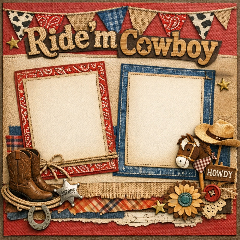 Ride'm Cowboy-Premade Scrapbook Page