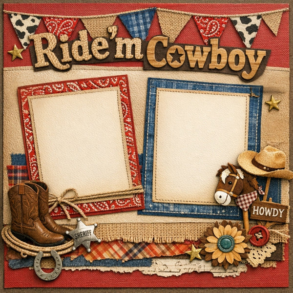 Ride'm Cowboy-Premade Scrapbook Page