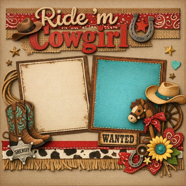 Ride'm Cowgirl-Premade Scrapbook Page