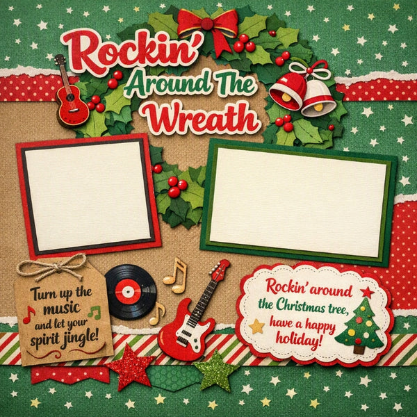 Rockin' Around The Wreath-Premade Scrapbook Page