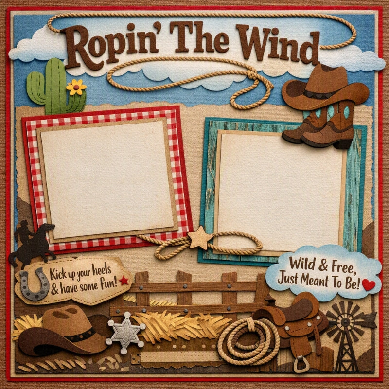 Ropin' The Wind-Premade Scrapbook Page
