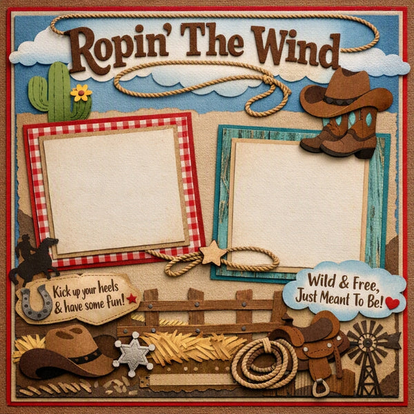 Ropin' The Wind-Premade Scrapbook Page
