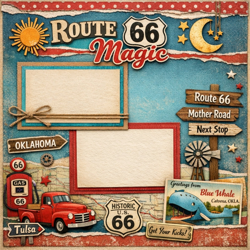 Route 66 Magic-Premade Scrapbook Page