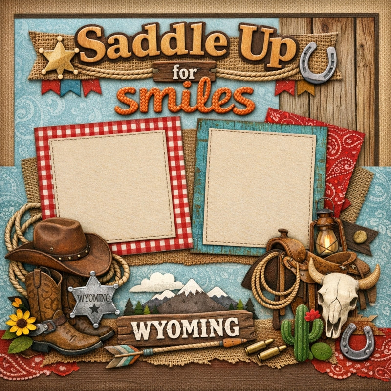 Saddle Up for Smiles-Premade Scrapbook Page