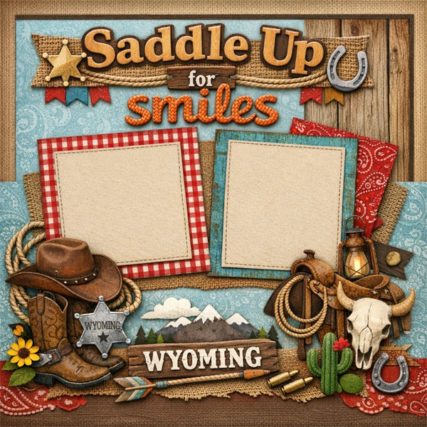Saddle Up for Smiles-Premade Scrapbook Page