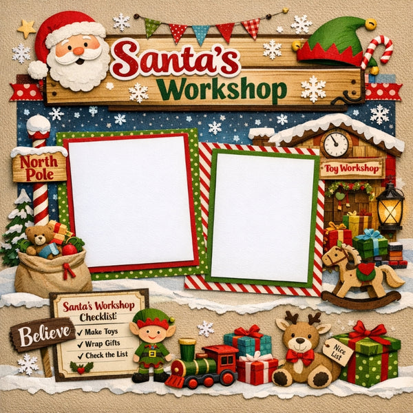 Santa's Workshop-Premade Scrapbook Page