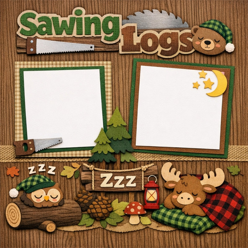 Sawing Logs-Premade Scrapbook Page