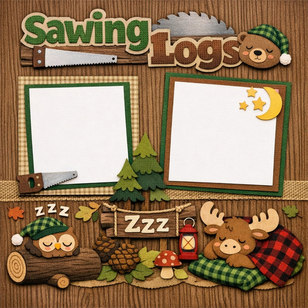 Sawing Logs-Premade Scrapbook Page