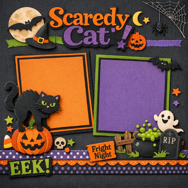 Scaredy Cat!-Premade Scrapbook Page