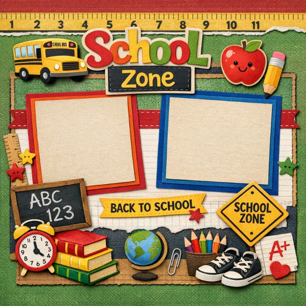 School Zone-Premade Scrapbook Page