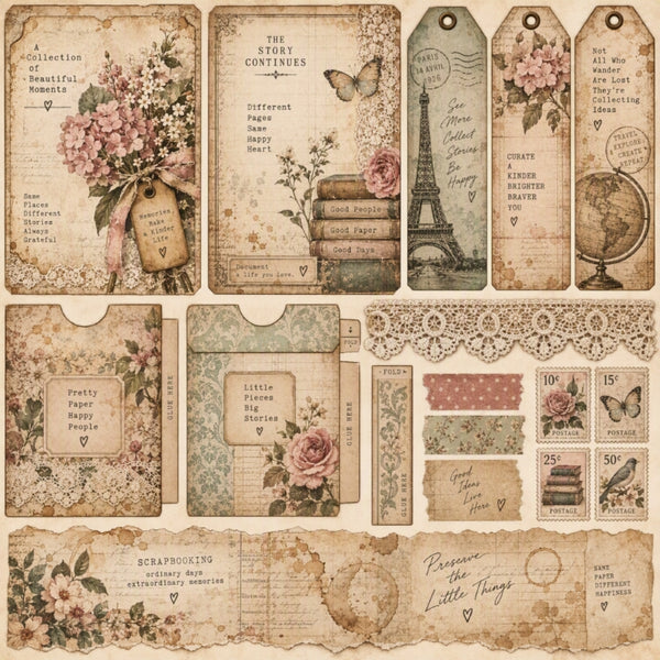 Scrapbooking-Premade Junk Journal Page