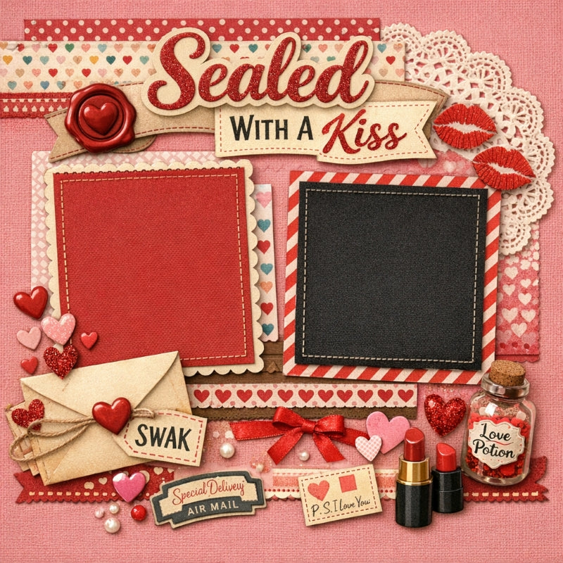 Sealed With A Kiss-Premade Scrapbook Page