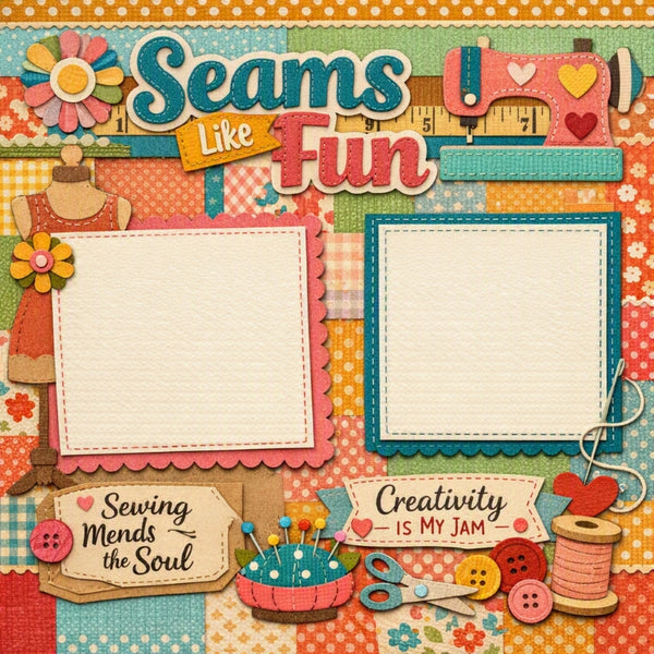 Seams Like Fun-Premade Scrapbook Page