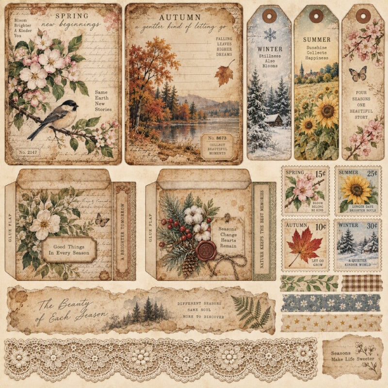 Seasons-Premade Junk Journal Page