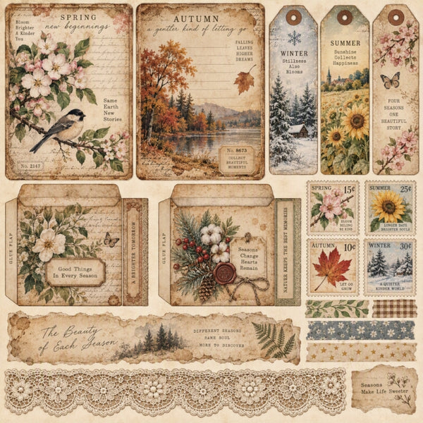 Seasons-Premade Junk Journal Page
