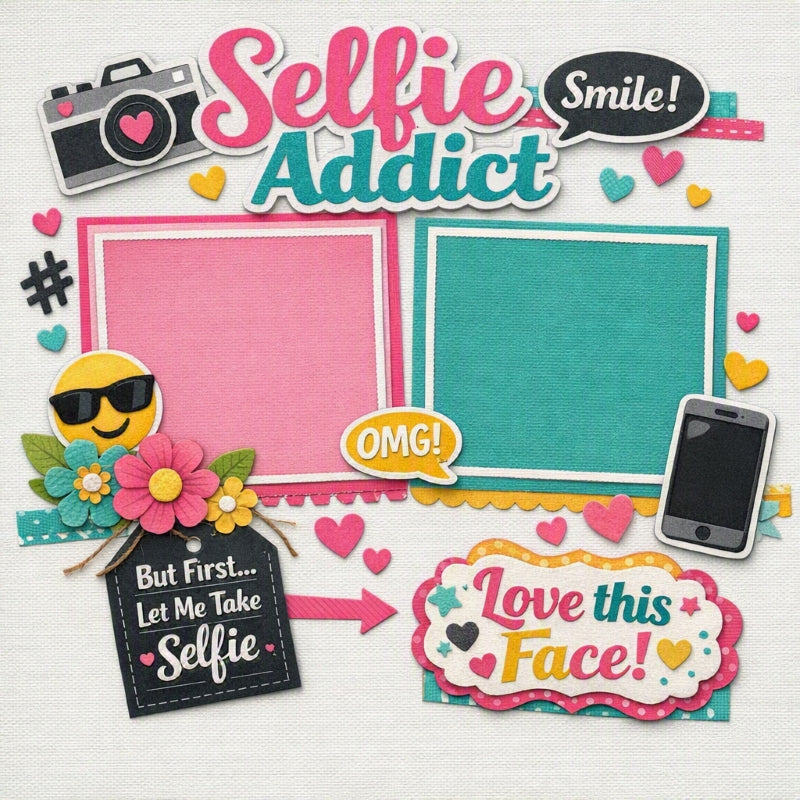 Selfie Addict-Premade Scrapbook Page