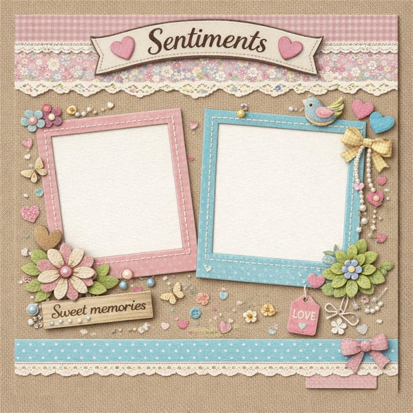 Sentiments-Premade Scrapbook Page