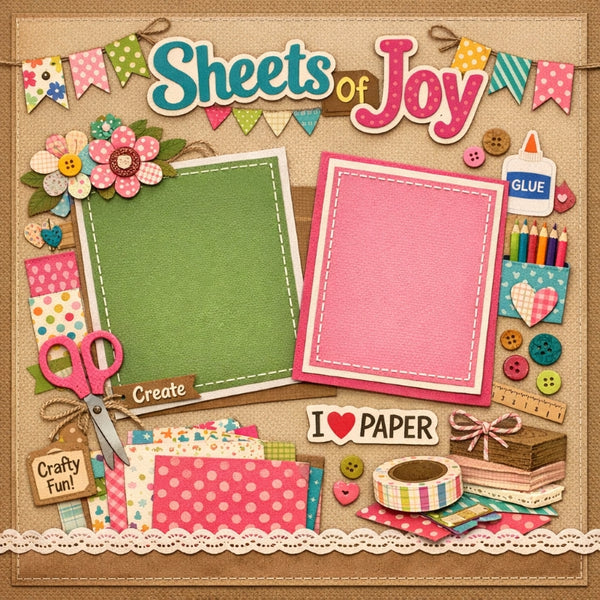Sheets Of Joy-Premade Scrapbook Page
