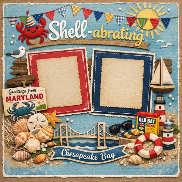 Shell-abrating-Premade Scrapbook Page