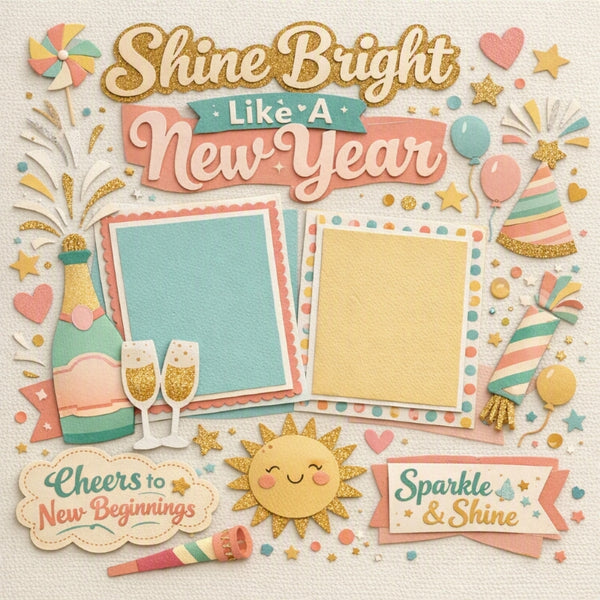 Shine Bright Like A New Year-Premade Scrapbook Page