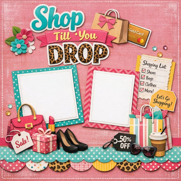 Shop Till You Drop-Premade Scrapbook Page