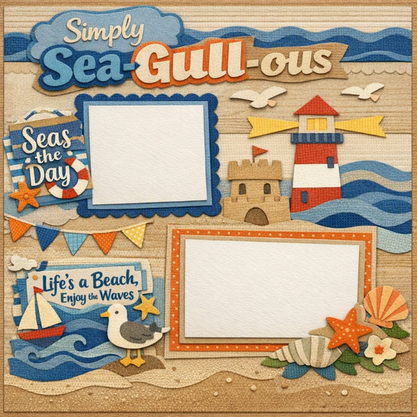 Simply Sea-Gull-ous-Premade Scrapbook Page