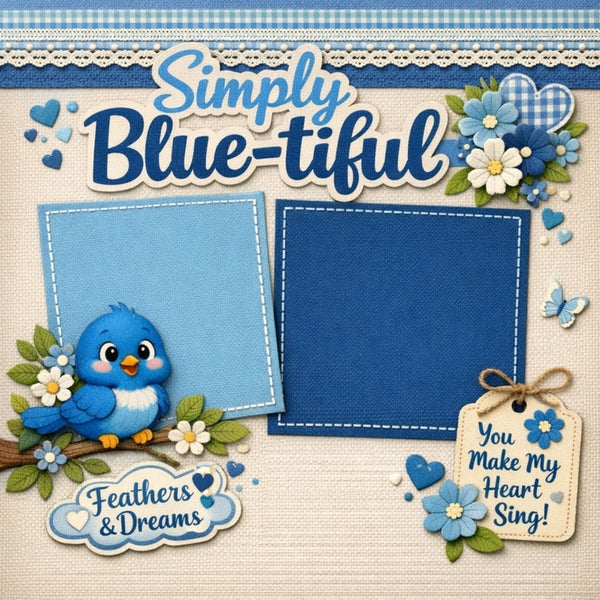 Simply Blue-tiful-Premade Scrapbook Page