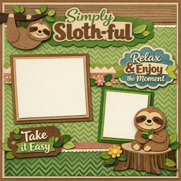 Simply Sloth-ful-Premade Scrapbook Page