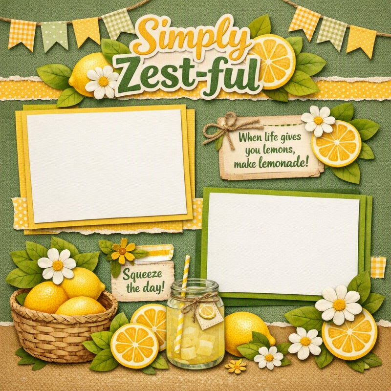 Simply Zest-ful-Premade Scrapbook Page