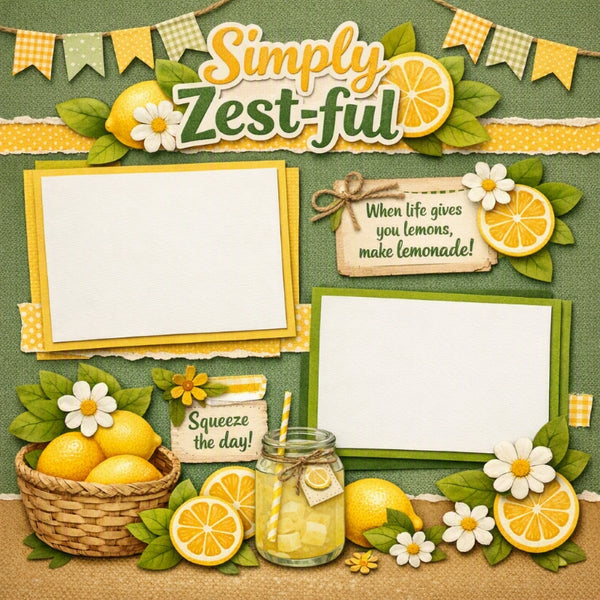 Simply Zest-ful-Premade Scrapbook Page