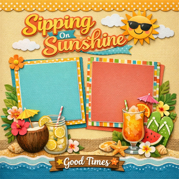 Sipping On Sunshine-Premade Scrapbook Page