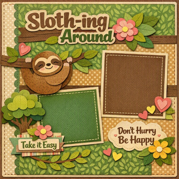 Sloth-ing Around-Premade Scrapbook Page
