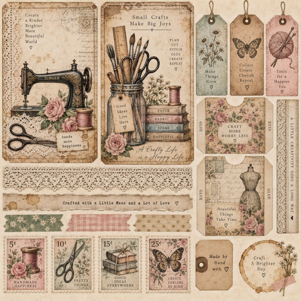 Small Crafts Make Big Joys-Premade Junk Journal Page