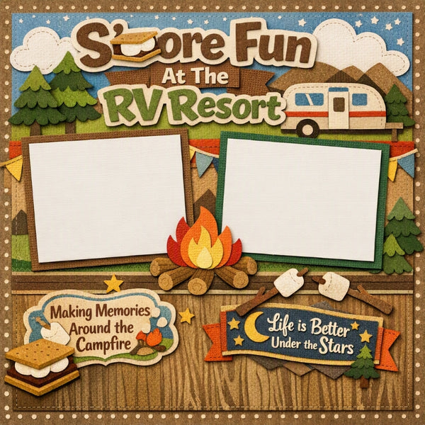 S'more Fun At The RV Resort-Premade Scrapbook Page