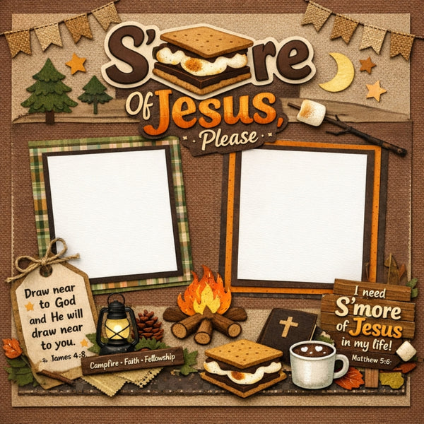 S'more Of Jesus Please-Premade Scrapbook Page