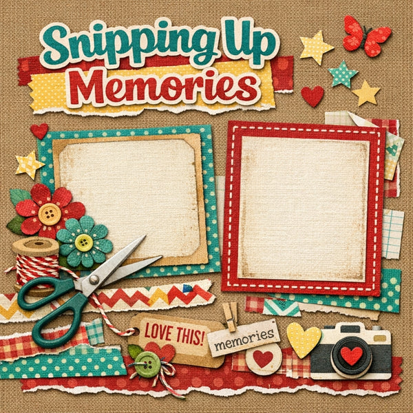 Snipping Up Memories-Premade Scrapbook Page