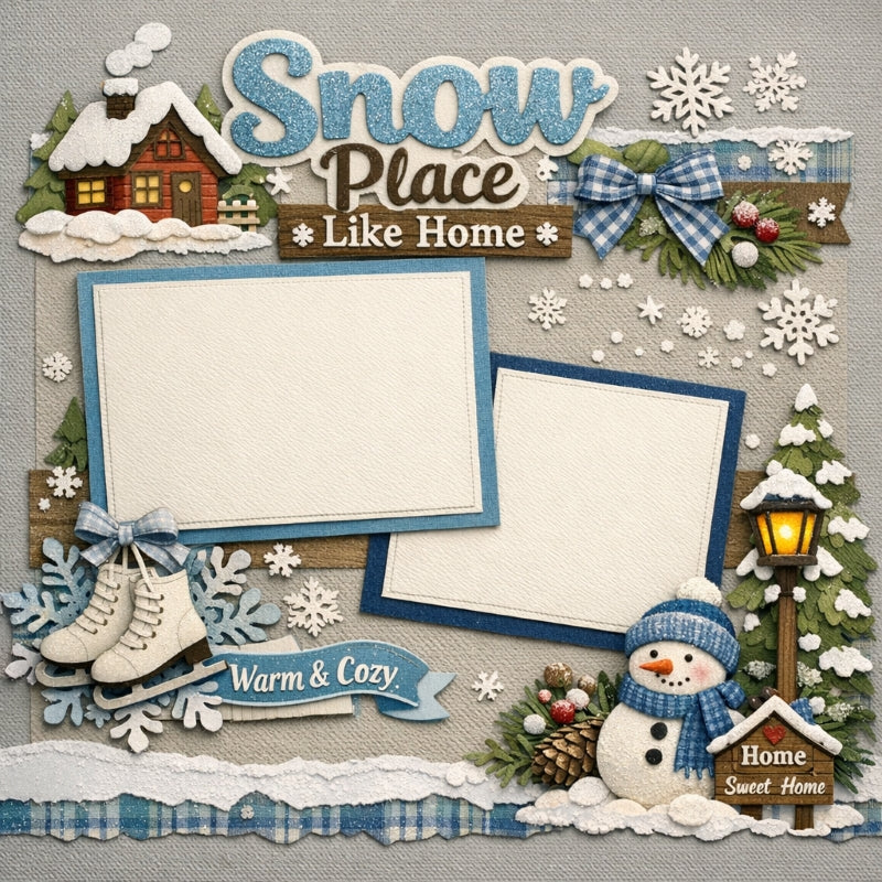 Snow Place Like Home-Premade Scrapbook Page