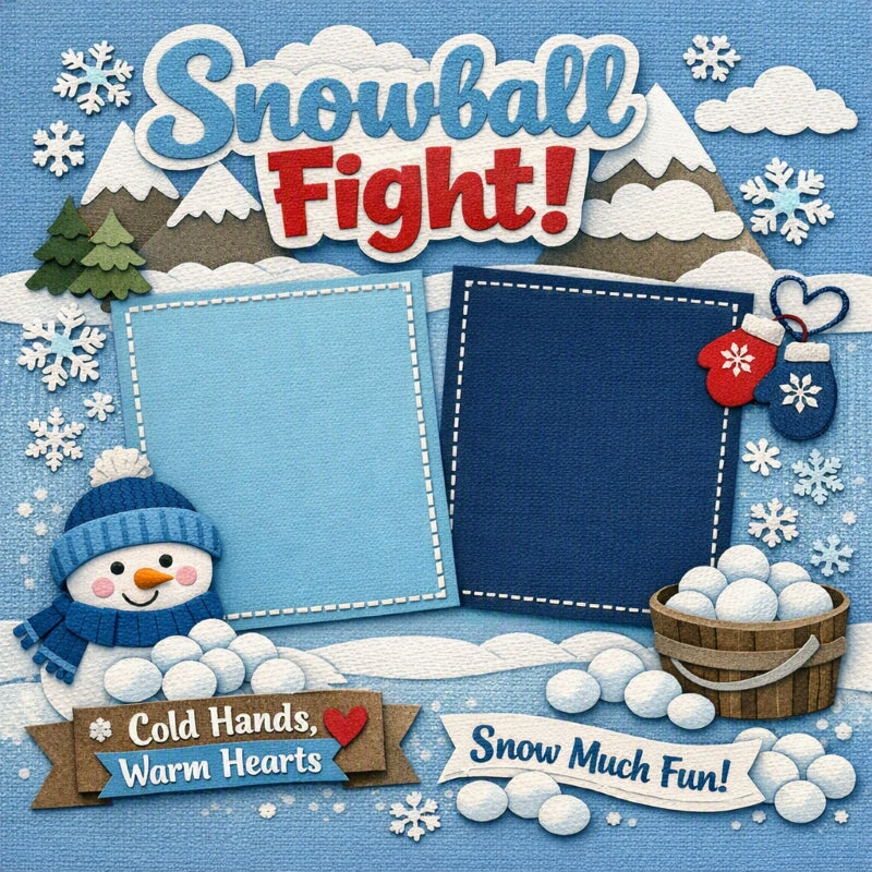 Snowball Fight!-Premade Scrapbook Page