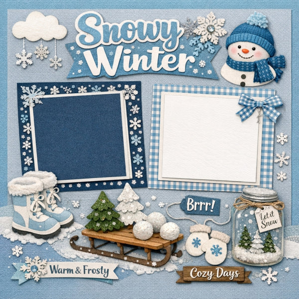 Snowy Winter-Premade Scrapbook Page