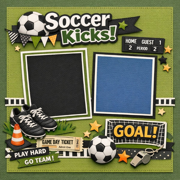 Soccer Kicks!-Premade Scrapbook Page