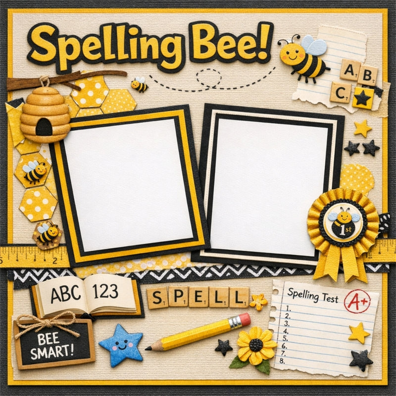 Spelling Bee!-Premade Scrapbook Page